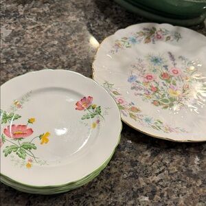 Aynsley Cake Plate with 6 Dessert Plates